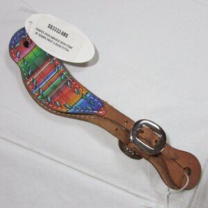 San Saba Equine Serape Stripe Turquoise Buck Stitch Spur Straps
